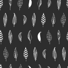 Vector feather background, retro pattern, etnic doodle collectio