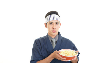 仕事中のラーメン職人