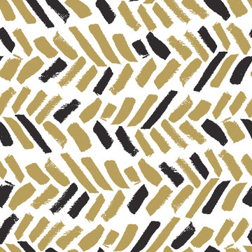 Trendy seamless pattern with ink brush strokes
