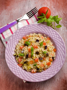 risotto with eggplant and fresh tomatoes