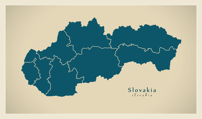 Modern Map - Slovakia with counties SK