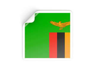 Square sticker with flag of zambia