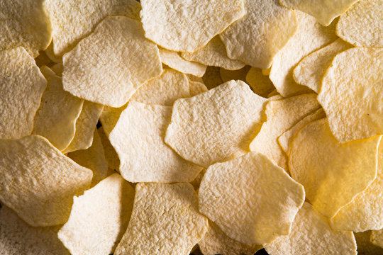 Background Texture Of Oven Baked Potato Chips