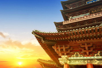Fototapeta premium Chinese ancient architecture, ancient religious