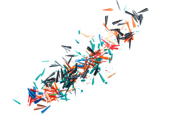 pencil shavings on a white sheet of paper