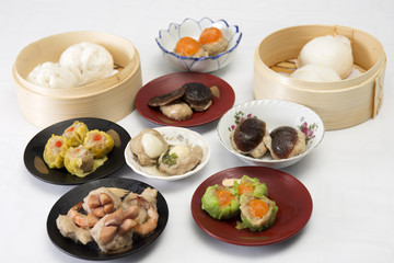 Group of stream Dim Sum chinese food