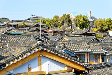 Fototapeta premium Wioska Bukchon Hanok to jedno ze znanych miejsc dla Koreańczyków