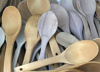 A bunch of wooden spoons