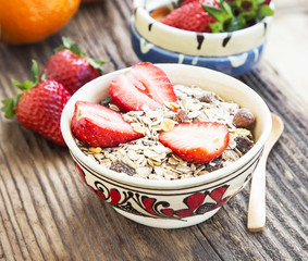 Breakfast with Muesli and Strawberry