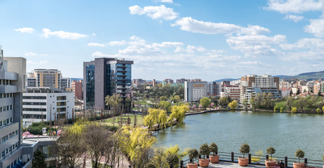 Fototapeta na wymiar High View Panorama Of Cluj Napoca City In Romania