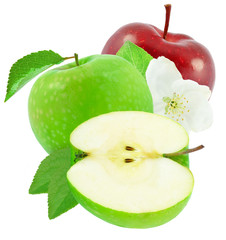 apple with leaf isolated on a white background