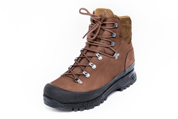 New hiking boot on white background