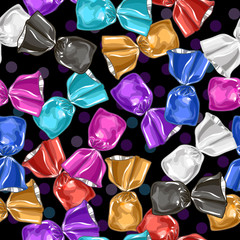 Candy seamless vector pattern. Sweet illustration.