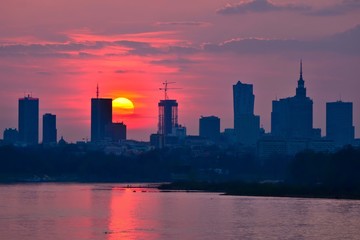 Fototapeta na wymiar Warsaw Downtown sunset