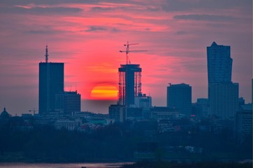 Warsaw Downtown sunset