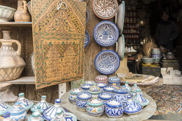 Traditional pottery shop in Fes