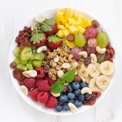berries, fruits, nuts and granola