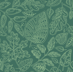 Decorative ornamental seamless pattern with leaves