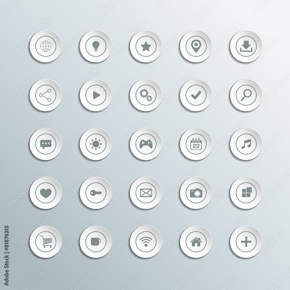 Poster Set of 3d circle web icons.