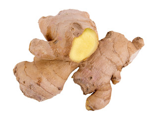 Whole ginger root isolated on white background