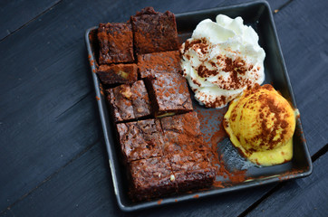 Piece of chocolate brownie cake