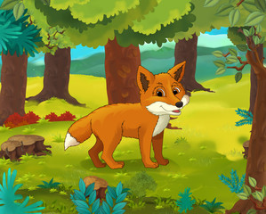Cartoon animal scene - caricature - fox