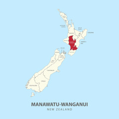 MANAWATU-WANGANUI REGION MAP flat design illustration vector