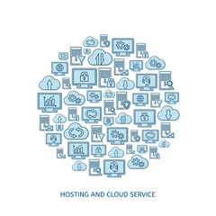 Naklejka premium Hosting, network and cloud service icons