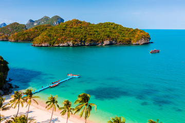 Naklejka premium island of Thailand.Top view of paradise beach on the