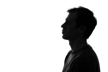 sad man silhouette on a white background