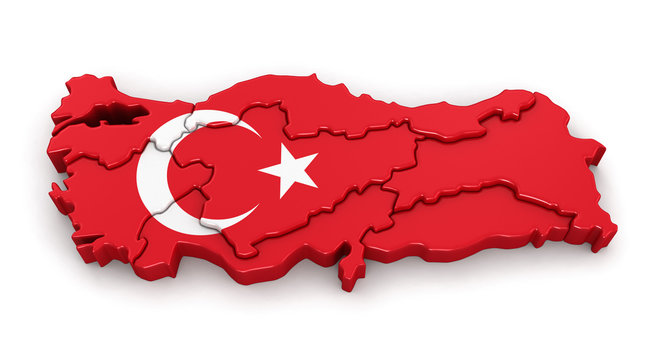 Map of Turkey. Image with clipping path.