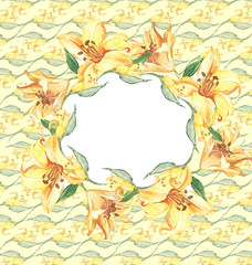 Seamless pattern with flowers lily watercolor