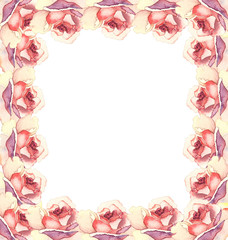 Seamless pattern with flowers rose watercolor