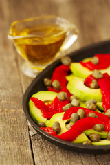 Salad of roasted peppers and avocado