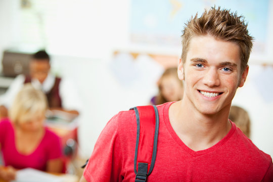 High School: Handsome Smiling Teen Male