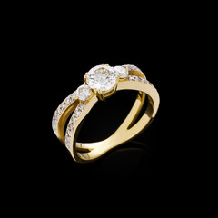 Diamond ring on black background