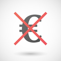Not allowed icon with an euro sign