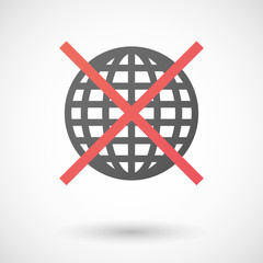 Not allowed icon with a world globe