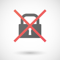 Not allowed icon with a lock pad