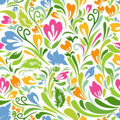 Fototapeta premium Colorful Floral Seamless Pattern
