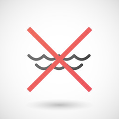 Not allowed icon with a sea sign