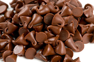 chocolate drops isolated on white