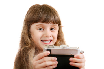 Fototapeta premium Little Girl make a Selfie