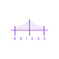 Bridge purple logo, architecture concept icon