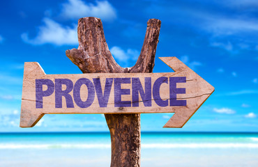 Provence wooden sign with beach background