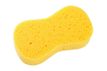 Yellow sponge isolated on the white with clipping path - obrazy, fototapety, plakaty