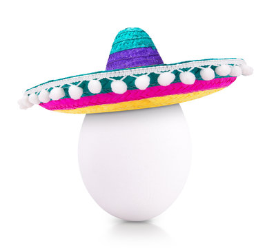 egg in sombrero isolated on white background