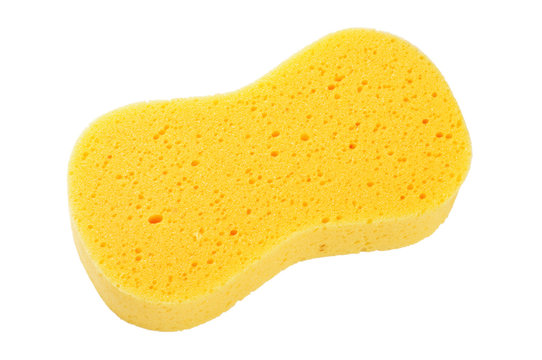 Yellow sponge isolated on the white with clipping path