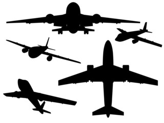 Silhouettes of aircraft.
