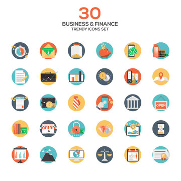 Set of modern flat design Business and Finance icons